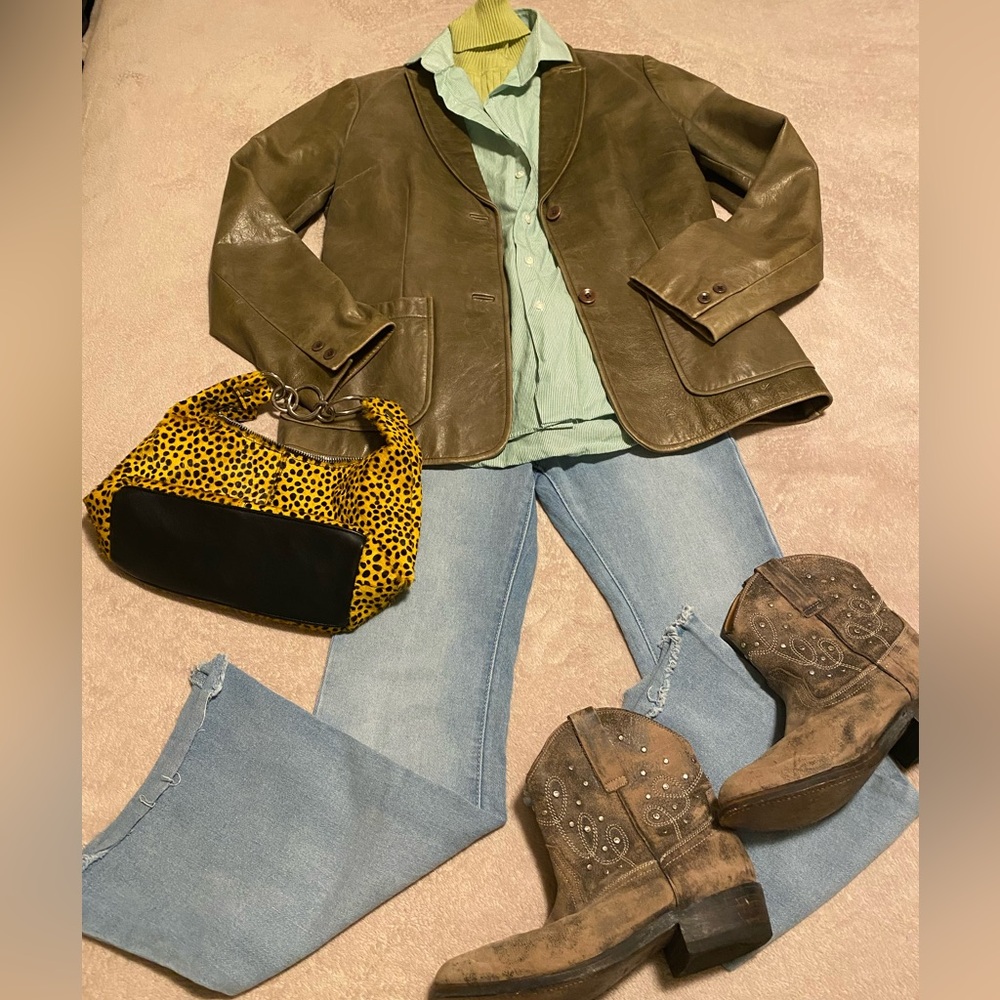 Vintage Gap olive green Leather blazer